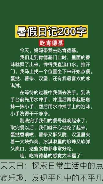 天天曰：探索日常生活中的点滴乐趣，发现平凡中的不平凡