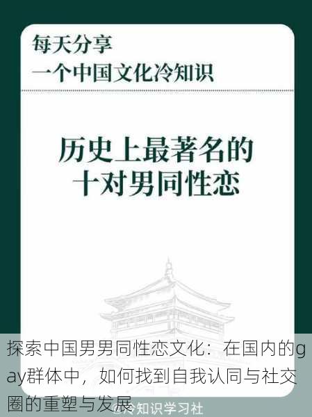 探索中国男男同性恋文化：在国内的gay群体中，如何找到自我认同与社交圈的重塑与发展