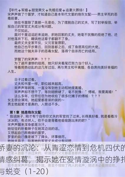 娇妻的沉沦：从青涩恋情到危机四伏的情感纠葛，揭示她在爱情漩涡中的挣扎与蜕变（1-20）