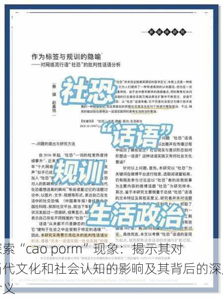 探索“cao porm”现象：揭示其对当代文化和社会认知的影响及其背后的深层含义