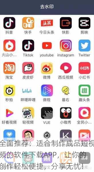 全面推荐：适合制作成品短视频的软件下载APP，让你的创作轻松便捷，分享无忧！