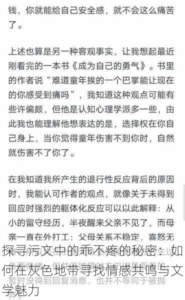 探寻污文中的乖不疼的秘密：如何在灰色地带寻找情感共鸣与文学魅力