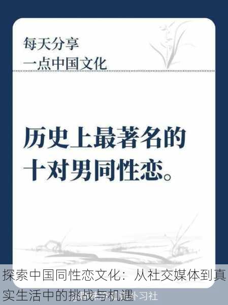 探索中国同性恋文化：从社交媒体到真实生活中的挑战与机遇