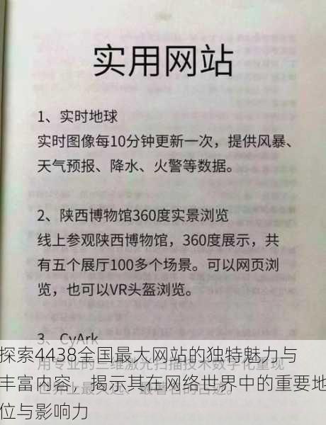 探索4438全国最大网站的独特魅力与丰富内容，揭示其在网络世界中的重要地位与影响力