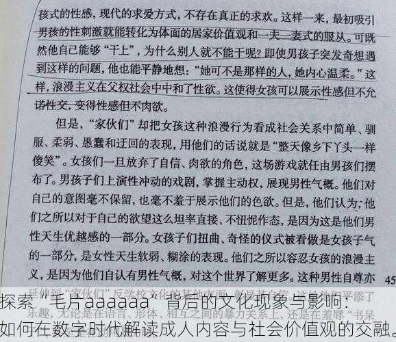 探索“毛片aaaaaa”背后的文化现象与影响：如何在数字时代解读成人内容与社会价值观的交融。