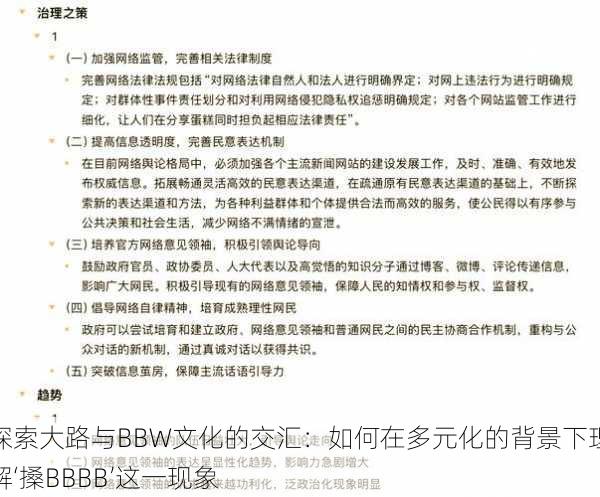 探索大路与BBW文化的交汇：如何在多元化的背景下理解‘搡BBBB’这一现象