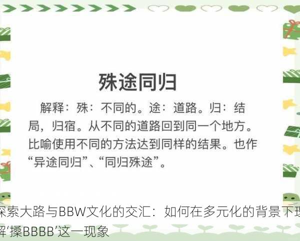 探索大路与BBW文化的交汇：如何在多元化的背景下理解‘搡BBBB’这一现象