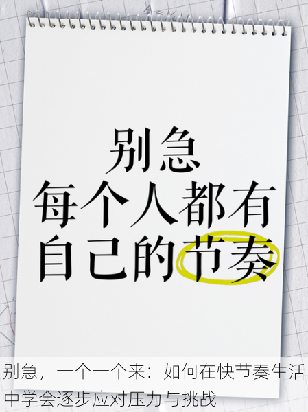 别急，一个一个来：如何在快节奏生活中学会逐步应对压力与挑战