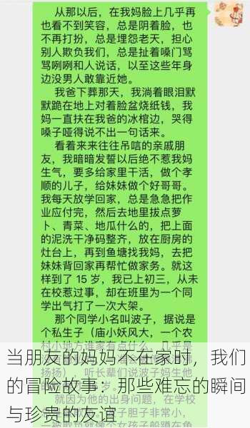 当朋友的妈妈不在家时，我们的冒险故事：那些难忘的瞬间与珍贵的友谊