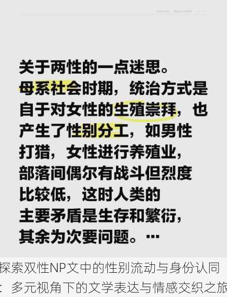 探索双性NP文中的性别流动与身份认同：多元视角下的文学表达与情感交织之旅