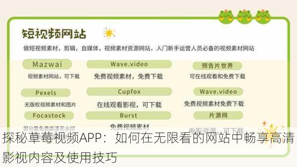 探秘草莓视频APP：如何在无限看的网站中畅享高清影视内容及使用技巧