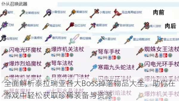 全面解析泰拉瑞亚各大Boss掉落物品大全，助你在游戏中轻松获取珍稀装备与资源