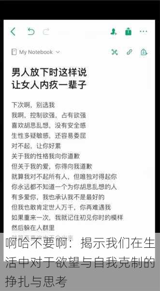 啊哈不要啊：揭示我们在生活中对于欲望与自我克制的挣扎与思考