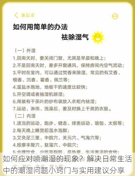 如何应对喷潮湿的现象？解决日常生活中的潮湿问题小窍门与实用建议分享