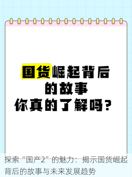 探索“国产2”的魅力：揭示国货崛起背后的故事与未来发展趋势