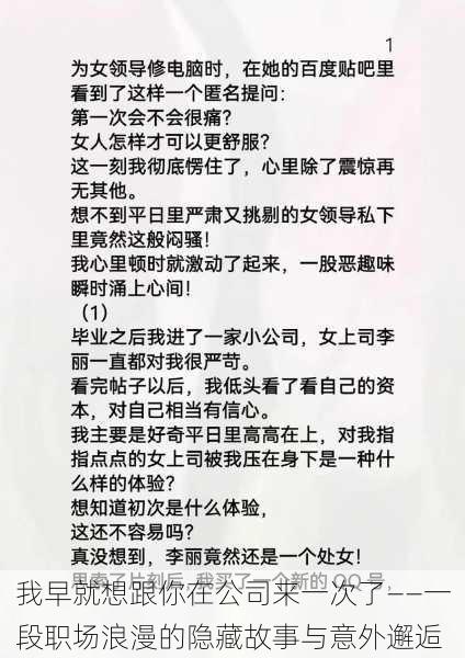 我早就想跟你在公司来一次了——一段职场浪漫的隐藏故事与意外邂逅