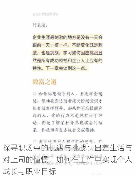 探寻职场中的机遇与挑战：出差生活与对上司的憧憬，如何在工作中实现个人成长与职业目标