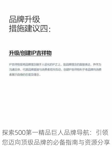 探索500第一精品巨人品牌导航：引领您迈向顶级品牌的必备指南与资源分享