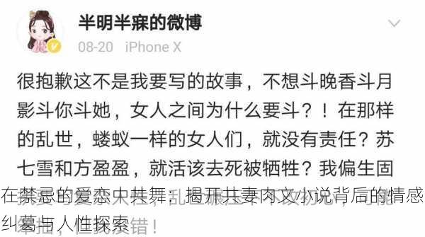 在禁忌的爱恋中共舞：揭开共妻肉文小说背后的情感纠葛与人性探索