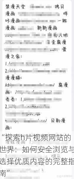 “探索h片视频网站的世界：如何安全浏览与选择优质内容的完整指南”