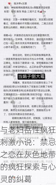 与老妇岳性疯狂刺激小说：禁忌之恋在灰色地带的疯狂探索与心灵的纠葛