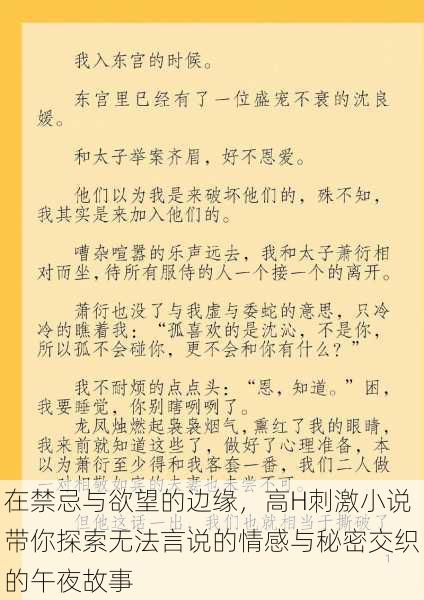 在禁忌与欲望的边缘，高H刺激小说带你探索无法言说的情感与秘密交织的午夜故事