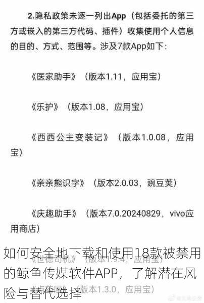 如何安全地下载和使用18款被禁用的鲸鱼传媒软件APP，了解潜在风险与替代选择