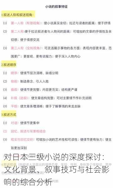 对日本三级小说的深度探讨：文化背景、叙事技巧与社会影响的综合分析