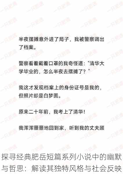 探寻经典肥岳短篇系列小说中的幽默与哲思：解读其独特风格与社会反映