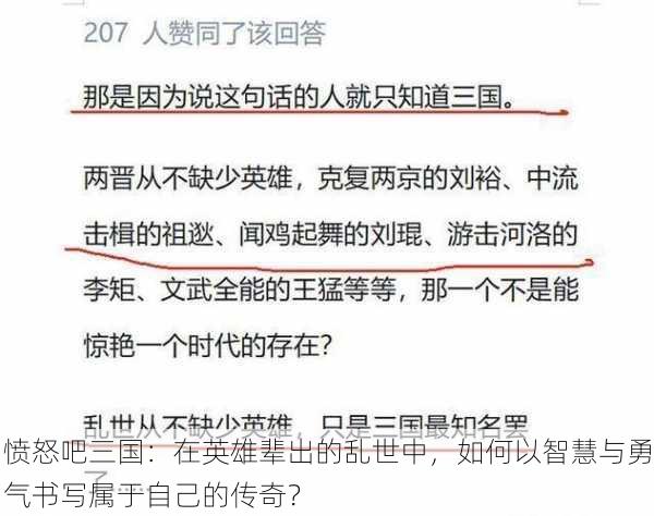 愤怒吧三国：在英雄辈出的乱世中，如何以智慧与勇气书写属于自己的传奇？