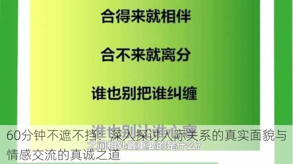 60分钟不遮不挡：深入探讨人际关系的真实面貌与情感交流的真诚之道