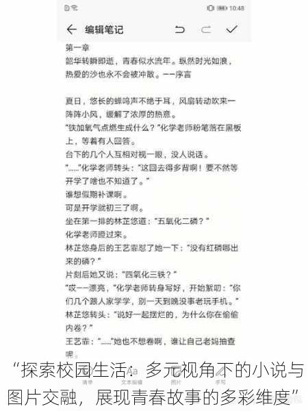 “探索校园生活：多元视角下的小说与图片交融，展现青春故事的多彩维度”