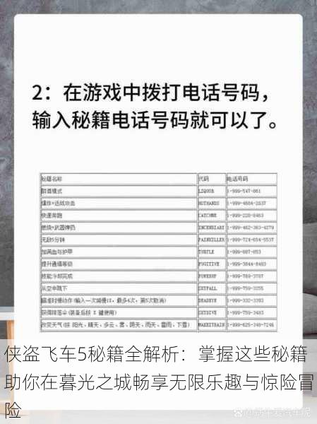 侠盗飞车5秘籍全解析：掌握这些秘籍助你在暮光之城畅享无限乐趣与惊险冒险