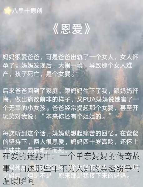 在爱的迷雾中：一个单亲妈妈的传奇故事，口述那些年不为人知的亲密纷争与温暖瞬间