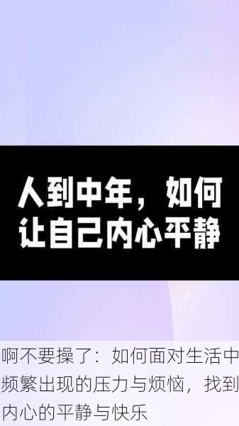 啊不要操了：如何面对生活中频繁出现的压力与烦恼，找到内心的平静与快乐