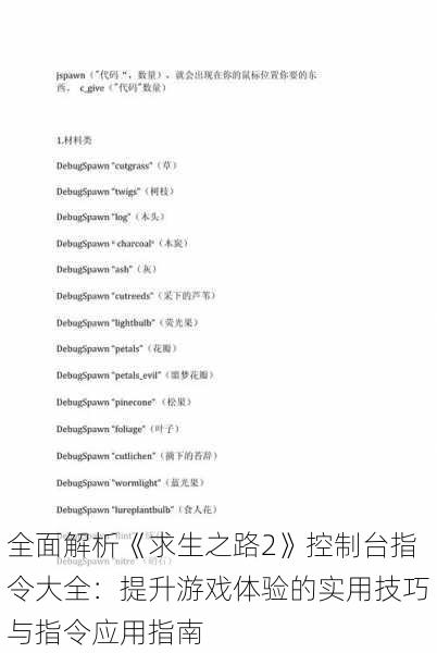 全面解析《求生之路2》控制台指令大全：提升游戏体验的实用技巧与指令应用指南