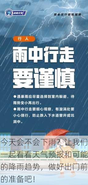 今天会不会下雨？让我们一起看看天气预报和可能的降雨趋势，做好出门前的准备吧！