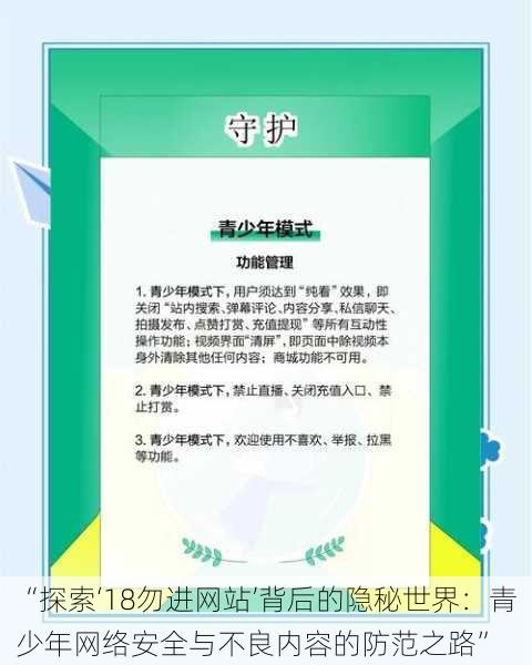 “探索‘18勿进网站’背后的隐秘世界：青少年网络安全与不良内容的防范之路”