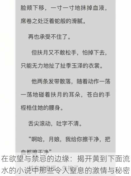 在欲望与禁忌的边缘：揭开黄到下面流水的小说中那些令人窒息的激情与秘密