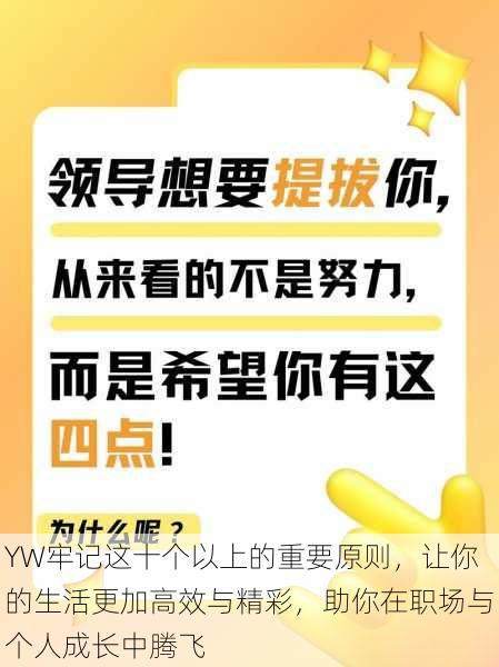 YW牢记这十个以上的重要原则，让你的生活更加高效与精彩，助你在职场与个人成长中腾飞