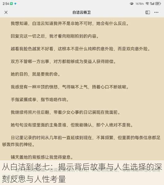 从白洁到老七：揭示背后故事与人生选择的深刻反思与人性考量