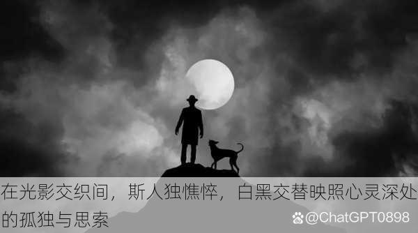 在光影交织间，斯人独憔悴，白黑交替映照心灵深处的孤独与思索