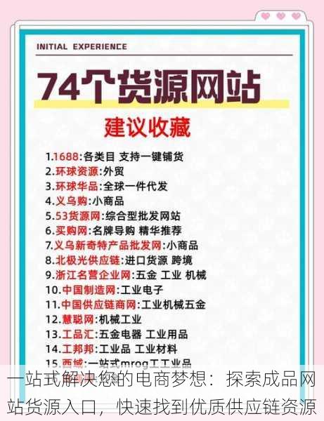 一站式解决您的电商梦想：探索成品网站货源入口，快速找到优质供应链资源