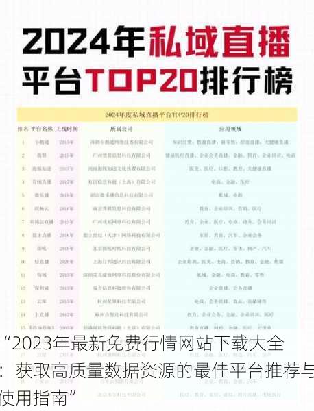 “2023年最新免费行情网站下载大全：获取高质量数据资源的最佳平台推荐与使用指南”