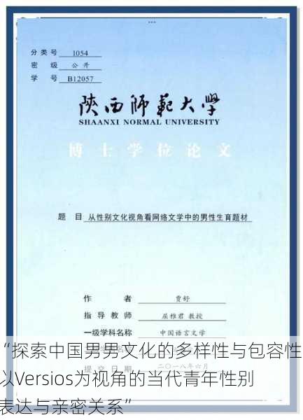 “探索中国男男文化的多样性与包容性：以Versios为视角的当代青年性别表达与亲密关系”