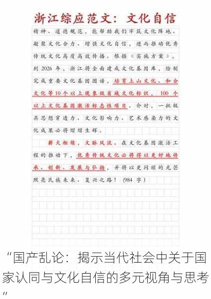 “国产乱论：揭示当代社会中关于国家认同与文化自信的多元视角与思考”