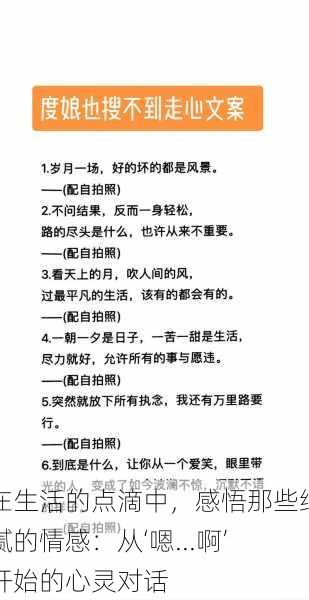 在生活的点滴中，感悟那些细腻的情感：从‘嗯...啊’开始的心灵对话