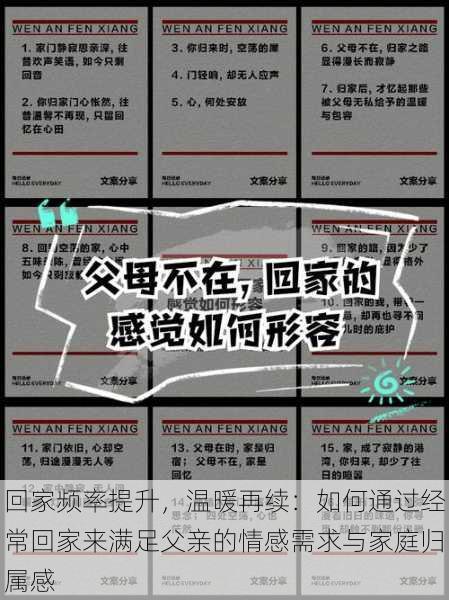 回家频率提升，温暖再续：如何通过经常回家来满足父亲的情感需求与家庭归属感