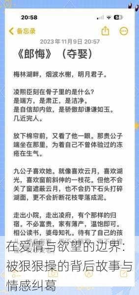 在爱情与欲望的边界：被狠狠操的背后故事与情感纠葛