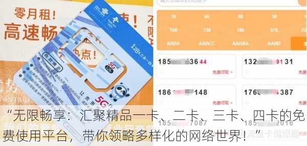 “无限畅享：汇聚精品一卡、二卡、三卡、四卡的免费使用平台，带你领略多样化的网络世界！”